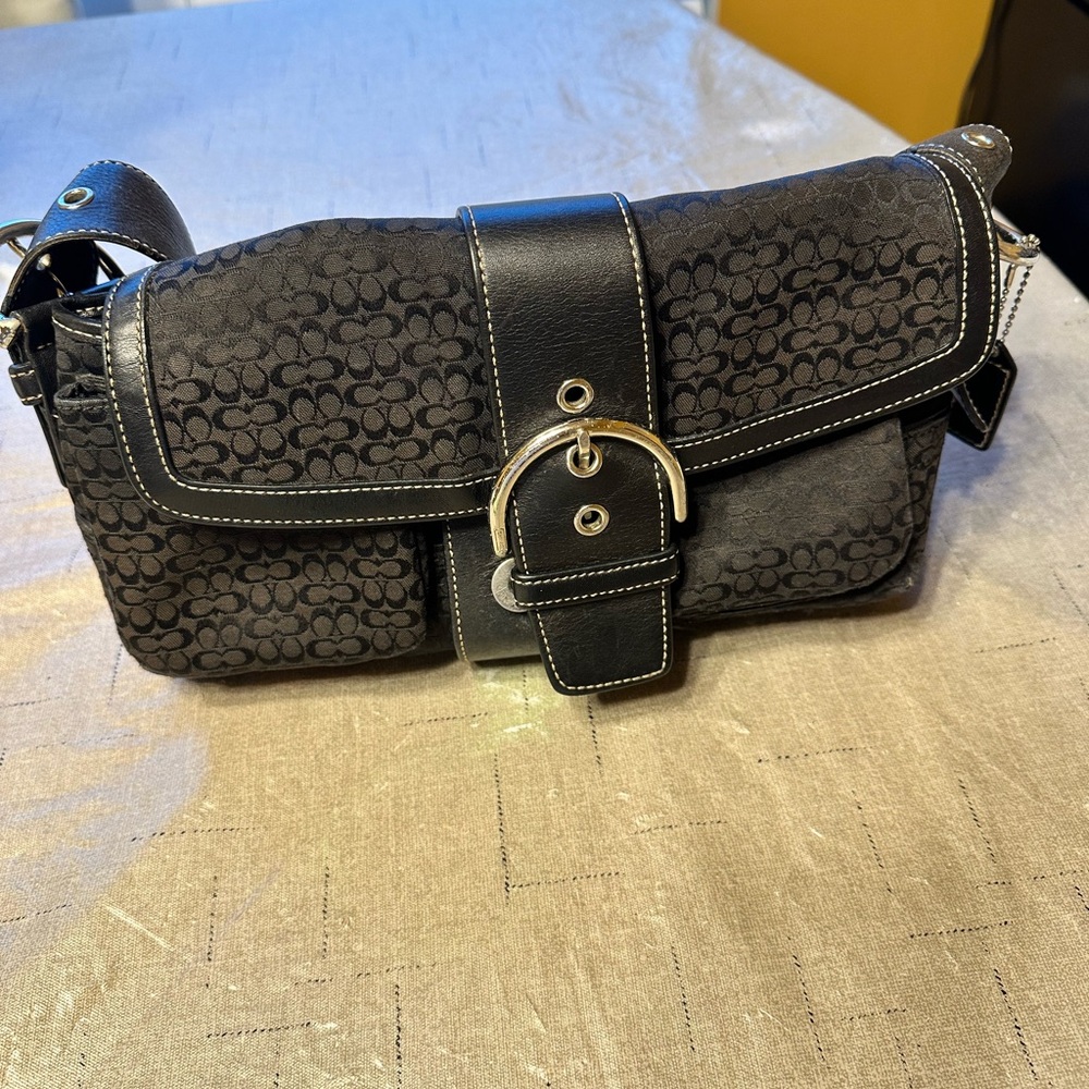 Coach Black Crossbody Bag with Woven Texture